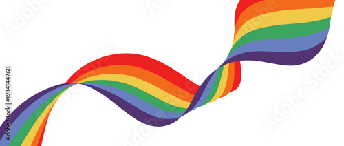 LGBT Pride Flag banner. Wavy rainbow ribbon in Pride parade colors isolated on transparent background. Vector Illustration for social media Pride month designs.