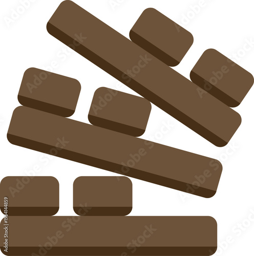 Wooden blocks balancing in a collapsing stack representing risk and strategy