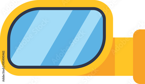 Car side mirror icon reflecting the rear view, providing driver safety