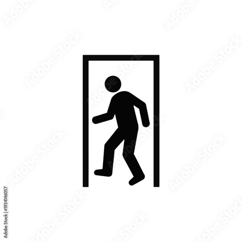 Person walking through doorway icon. Mobility and gait training silhouette symbol. Vector illustration
