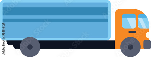 Commercial transport truck delivering cargo, logistics distribution icon