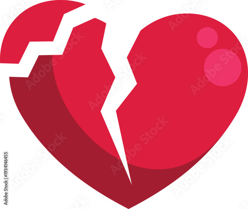 Broken red heart symbolizing emotional pain, loss, and the end of a relationship