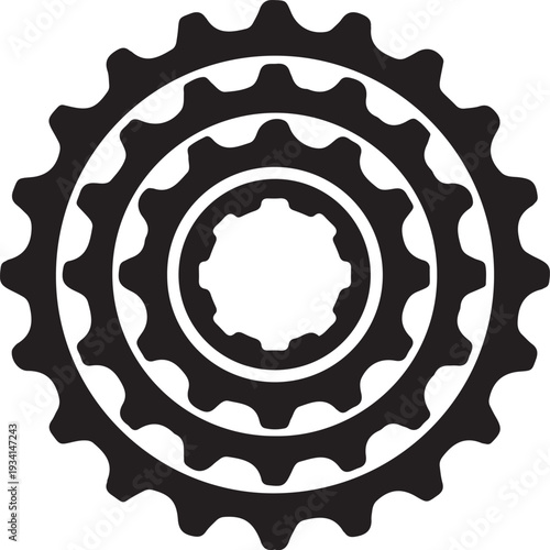 Bicycle Freewheel Cassette Icon in silhouette white background.