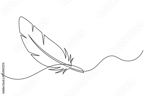 Elegant Flying Feather Continuous One Line Drawing Vector Outline