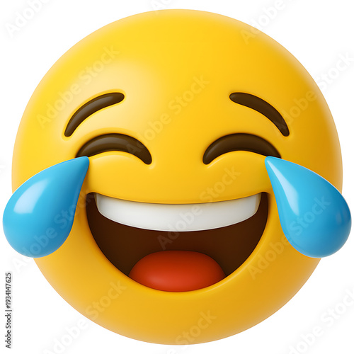 Cry laughing emoji vibrant expressive icon for messaging, stickers, social media, and fun designs