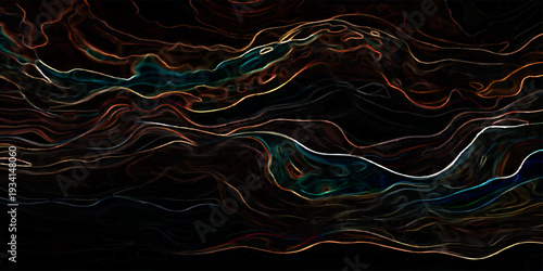 Vector abstract art that features swirling lines and rich colors, embodying dynamic movement, energy and complexity.