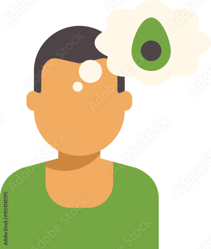 Person thinking about an avocado, representing healthy eating or food cravings