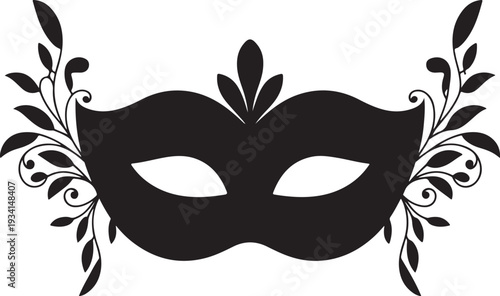Black venetian carnival mask with floral