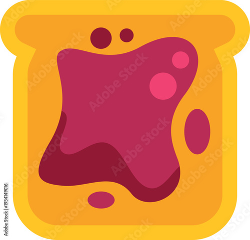 Toast bread with red jam preparing a sweet morning breakfast