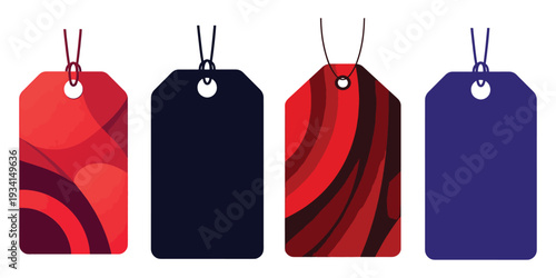 Colorful price tags with modern designs for shopping and sales promotions