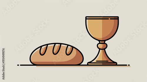 Bread and goblet on table simple still life with loaf and cup rustic food and drink setup