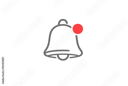 A minimalist line art illustration of a grey bell icon featuring a bright red notification dot on its upper right side, set against a solid black background for high contrast.