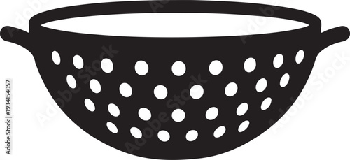 strainer icon in silhouette white background.