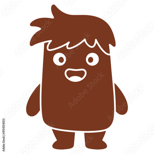 Adorable cartoon character with big eyes and a surprised expression perfect for childrens illustration and design projects