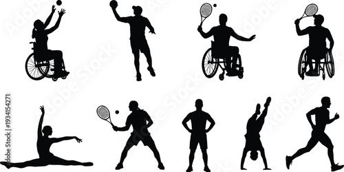 Set of Ancient Greek and Roman Statues including Winged Victory Nike Athena with Shield and Neptune with Trident Vector Illustration,