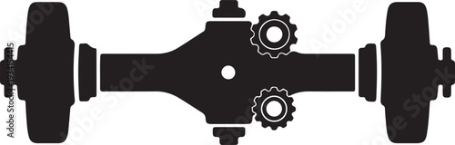 Tractor Axle Icon in silhouette white background.