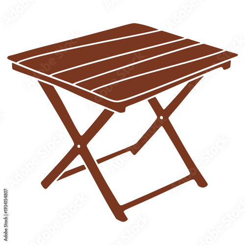 Brown Folding Table Illustration on White Background for Picnic and Outdoor Activities Design Element