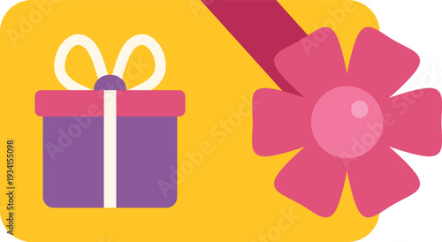 Yellow gift card icon with a present and decorative bow