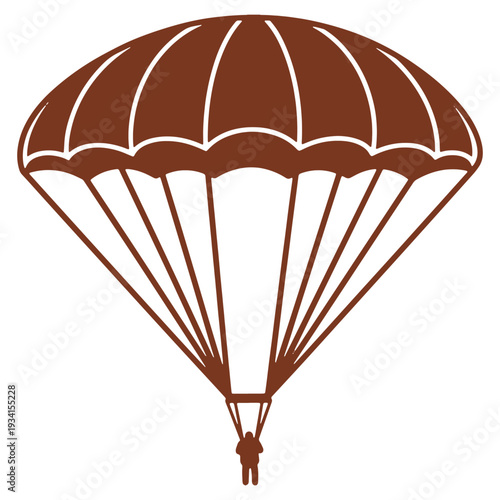 Brown Parachute with Skydiver Vector Illustration Isolated on White Background Adventure and Extreme Sports Concept Graphic Design Element