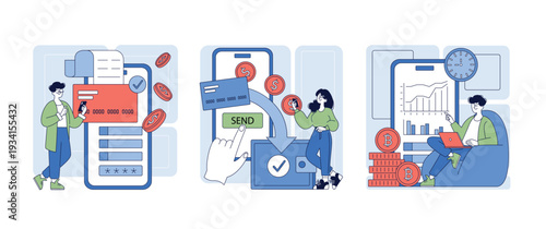 Digital Payment and Cryptocurrency Vector Illustration