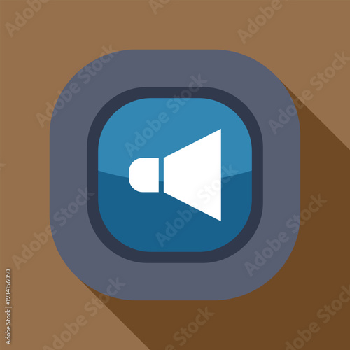 Sound speaker icon representing volume control on a blue rounded button