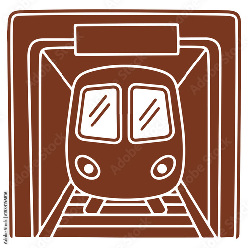 Cartoon Subway Train Emerging from Tunnel Vector Illustration for Transportation Designs and City Travel Concepts