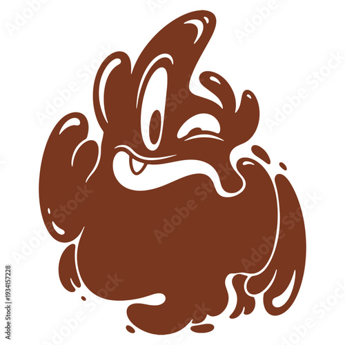 Cheerful Chocolate Blob Character with a Winking Eye and Playful Expression ready to bring joy to your designs
