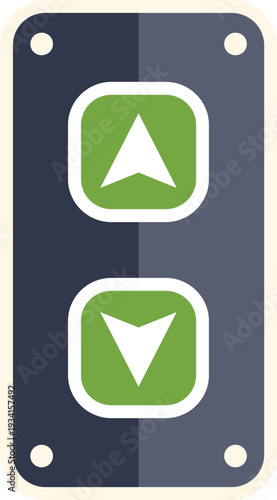 Elevator call buttons with up and down arrows for selecting direction