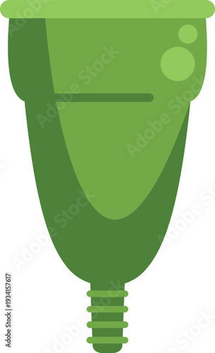 Green menstrual cup providing an eco friendly and reusable option for feminine period care