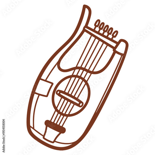 Classical Lyre Musical Instrument Hand Drawn Illustration for Posters and Design Elements in Music Related Projects and Education