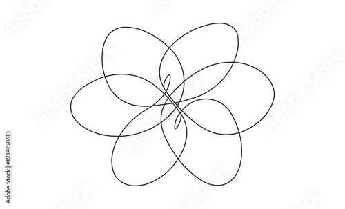 Complex geometric shape with multiple overlapping curves and lines creating a visually appealing pattern together seamlessly