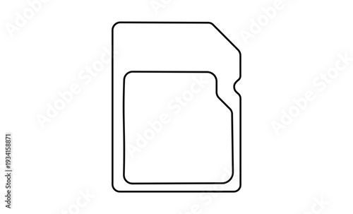 Simple line art illustration of a memory card on a clean white background