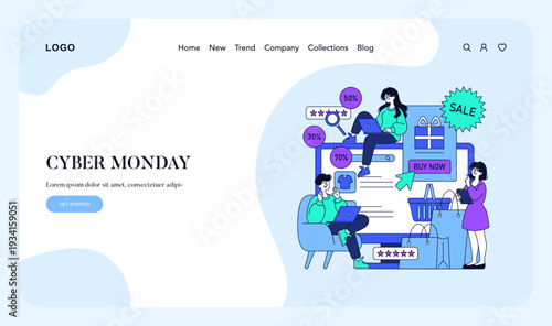 Cyber Monday Shopping Online Vector Illustration