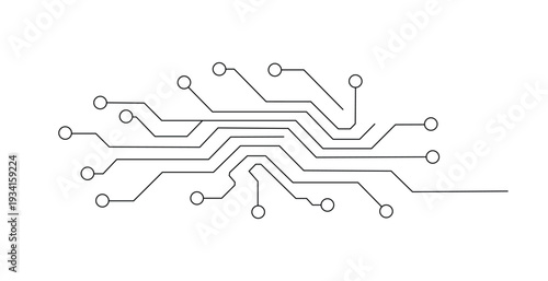 Simple black and white circuit board design illustration representing digital technology and modern electronic systems connectivity