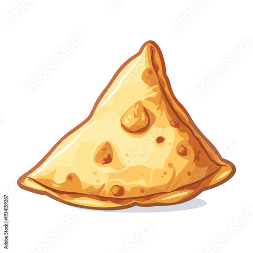 Single golden fried samosa pastry appetizer isolated on transparent background