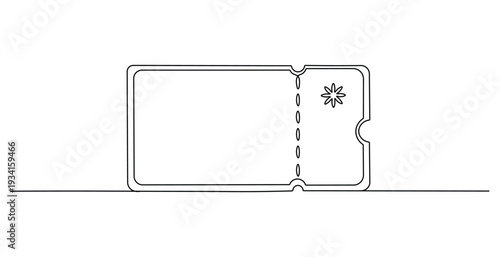 Simple line drawing of a rectangular ticket stub with a perforated edge and asterisk symbol on the right side