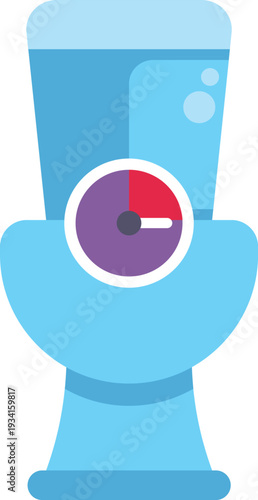 Toilet bowl combining with a clock indicating urgency or time spent in the bathroom