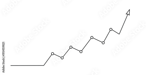Simple line graph showing an upward trend with steady growth and a sharp increase at the end