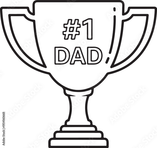 A trophy celebrating the top spot labeled as dad in a humorous design