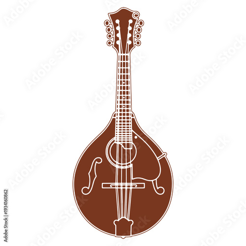 Detailed line art of a mandolin instrument showcasing its beautiful design and craftsmanship for musical enthusiasts