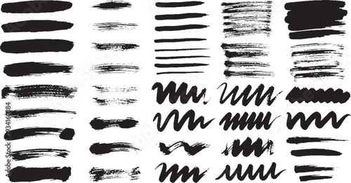 Ink Brush Stroke Textures: Hand Painted Lines and Wiggles for Artistic Backgrounds and Design Elements