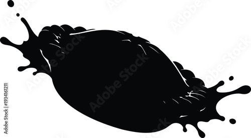 Dumpling with sauce splash silhouette for asian food packaging design vector illustration meal icon