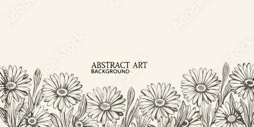 Floral arrangement with sketched daisies against a neutral background