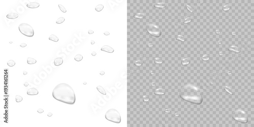 Εκτύπωση καμβά PNG realistic white water drop condensation set