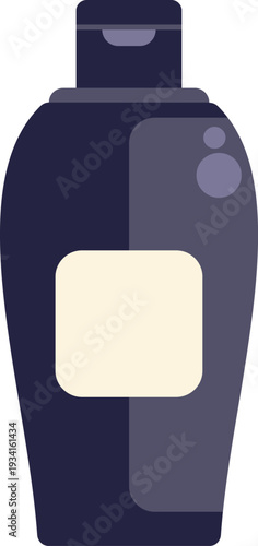 Dark cosmetic bottle holding liquid shampoo or body wash for personal hygiene