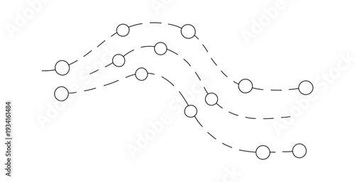 Complex network diagram showing interconnected nodes and dashed lines representing relationships between multiple elements