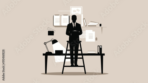 silhouette of a man on a ladder