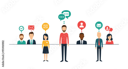 Corporate Team Networking with Digital Icons