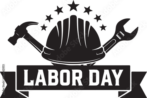 Celebrating labor day with tools and a hard hat symbolizing workers and their contributions