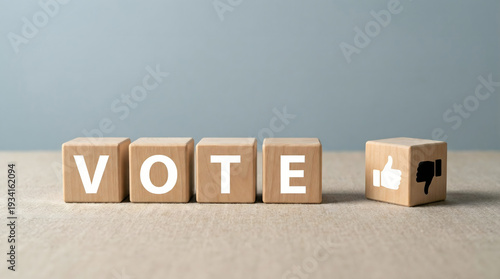 Wallpaper Mural vote decision blocks with thumbs up and down Torontodigital.ca